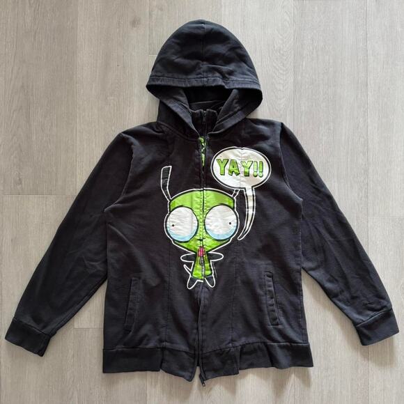 Vintage 00s Mighty Fine Invader Zim Zip-Up Hoodie M - Picture 1 of 8